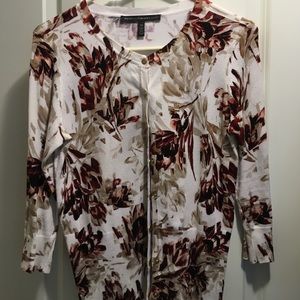 White House Black Market Floral Cardigan XS